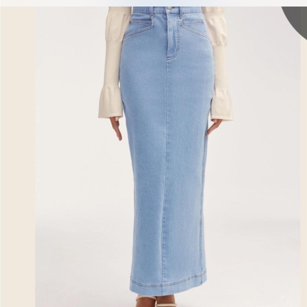 veiled collection denim maxi skirt